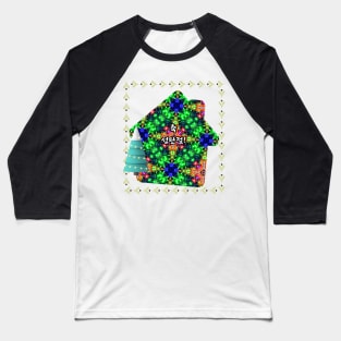 Sparkling Christmas tree pattern. Baseball T-Shirt